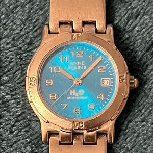 Anne Klein II Silver Tone Watch with Teal Blue Dial